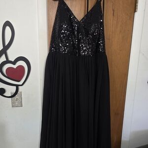 Azazie Black Sequin Maxi Dress